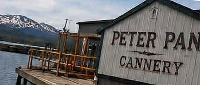 The historic Peter Pan Cannery building on the dock